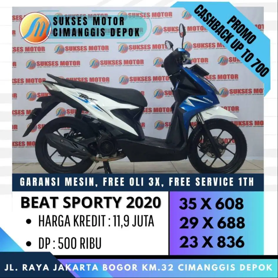 BEAT SPORTY CBS 2021 CASH KREDIT DP 500 CICILAN RINGAN [SUKSES MOTOR]