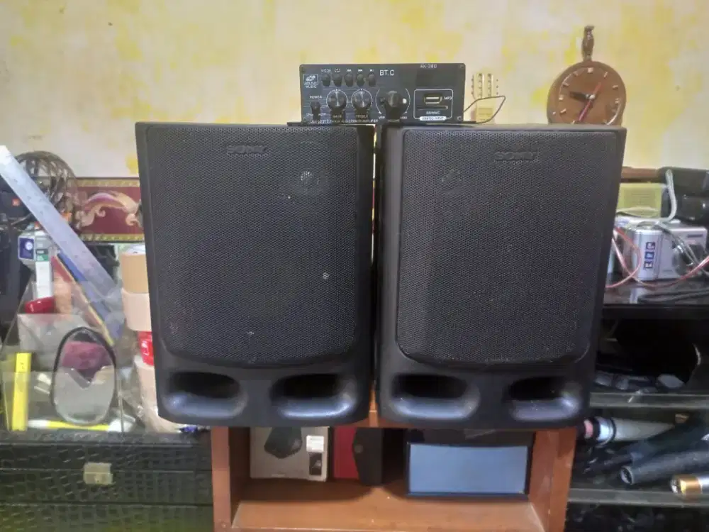 Speaker Sony dan ampli mini
