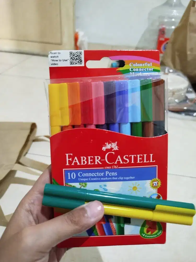 PRELOVED FABER CASTELL CONNECTOR PENS 10 WARNA + GRATIS 2 WARNA