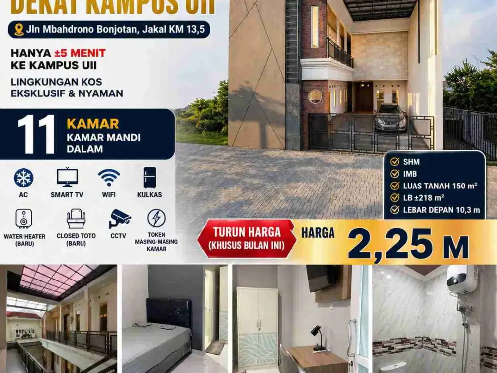 Kost Eksklusif 11 Kamar Dekat UII Jakal – Full Furnished, Income Tinggi