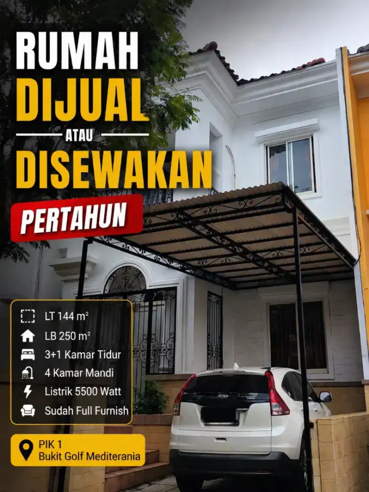 Rumah di jual atau disewakan pertahun