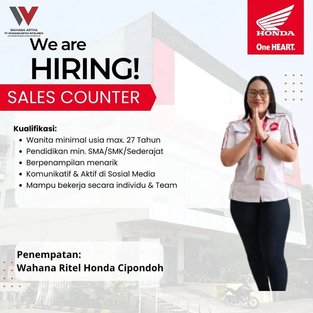 LOWONGAN KERJA SALES COUNTER HONDA