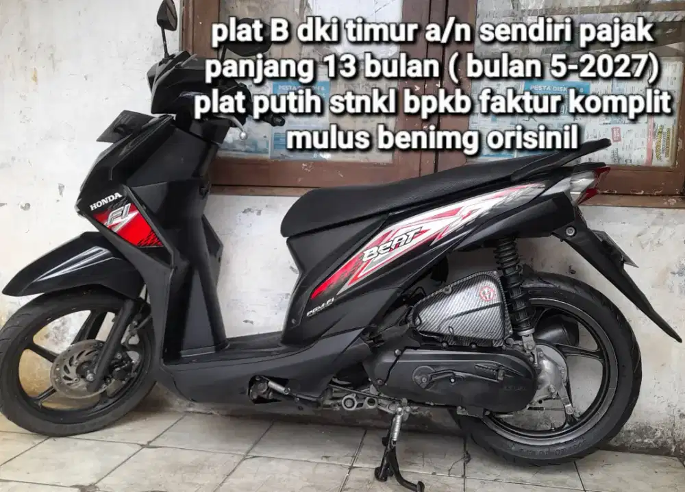 Honda beat f1 2014 cw asli hitam B dki timur a/n sendiri pajk panjang