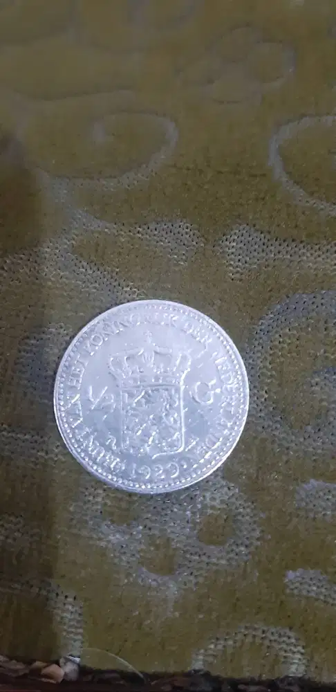 uang koin kuno belanda wilhelmina koningen nederlanden 1/2G tahun 19