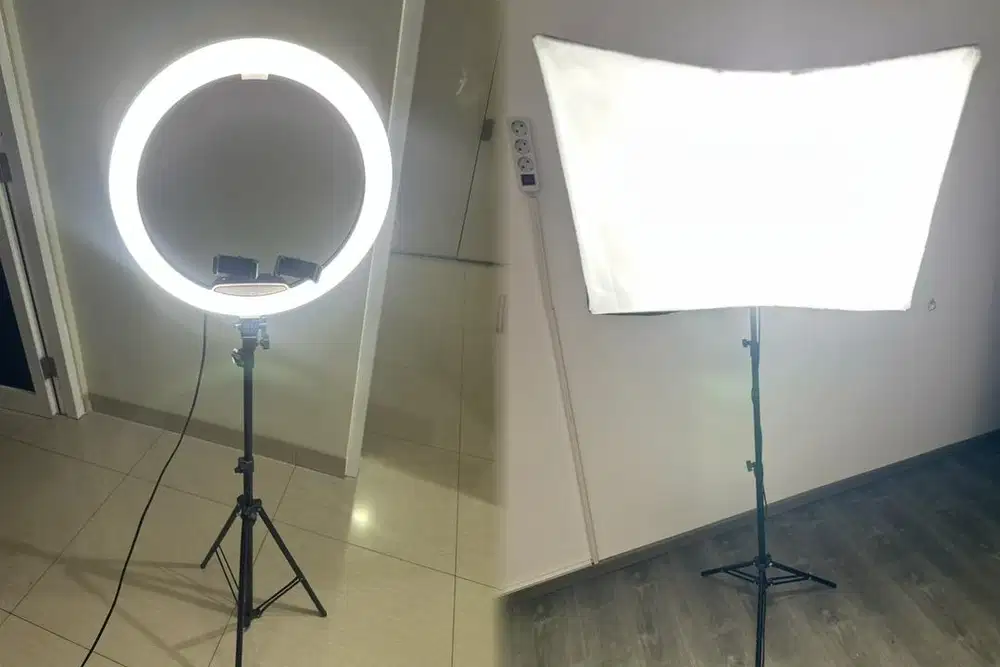 (Dapat 2) Ring Light dan Payung Softbox (stand Lightning)