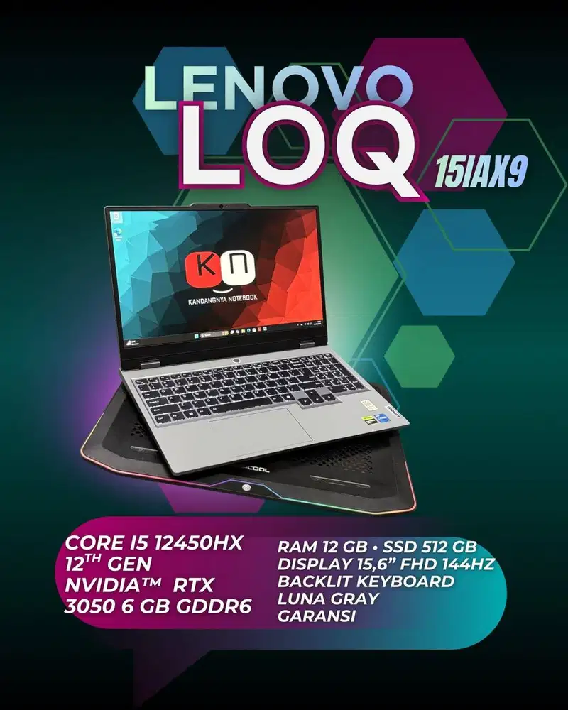 Lenovo LOQ 15IAX9 i5 12450HX NVIDIA RTX3050 6GB RAM 12GB 512GB