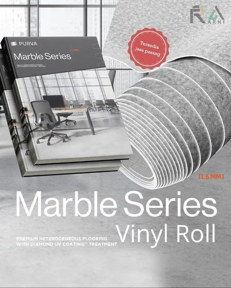 Vinyl Roll Purva Marble Series 2m x 20m | Tebal 1.6mm Wear Layer 0.2mm