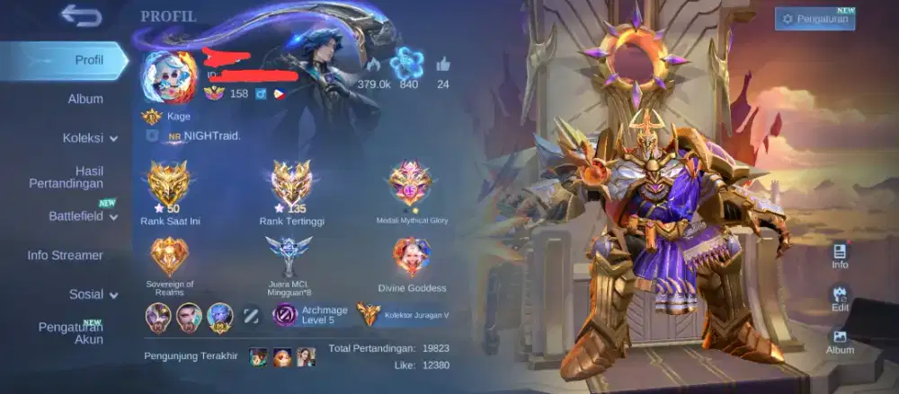 Akun Mobile Legend milik pribadi