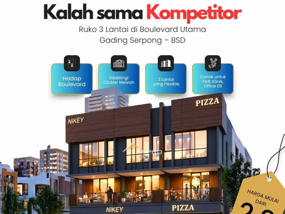 Ruko Jantung Gading Serpong Hadap Taman Rasa! Kesempatan Emas! Strategis 3 Lantai