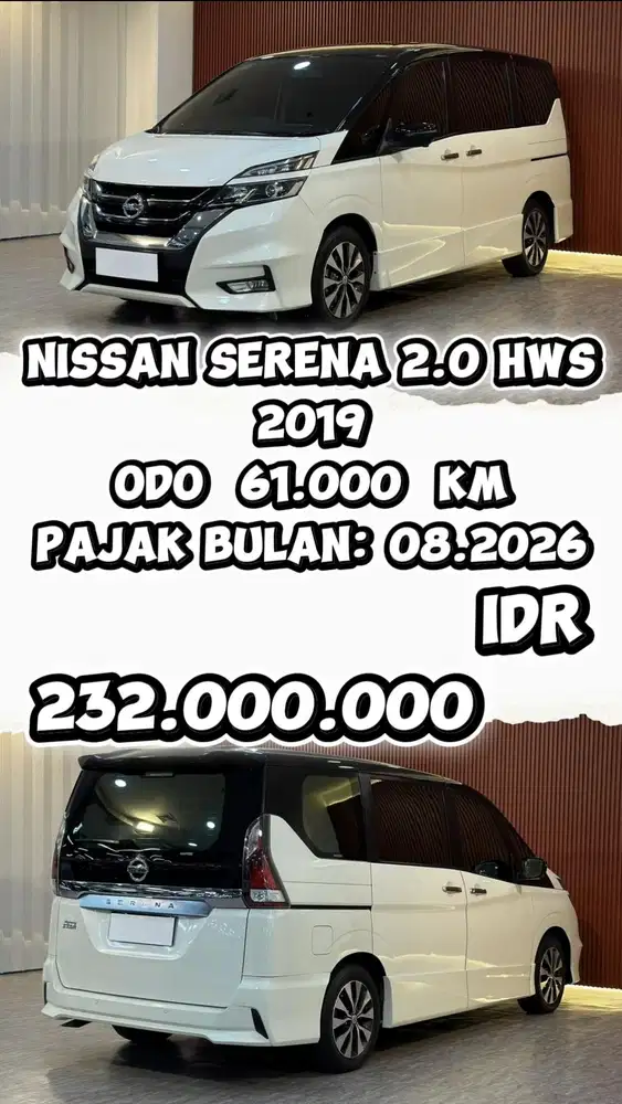 [ 3 YEAR WARRANTY ] NISSAN SERENA 2.0 HWS 2019 SIAP LANGSUNG PAKAI