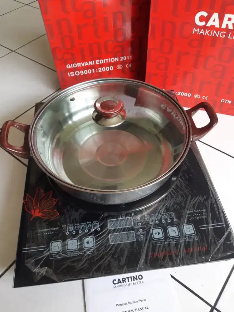 Kompor listrik induksi Cartino & panci induction cooker Slim, baru