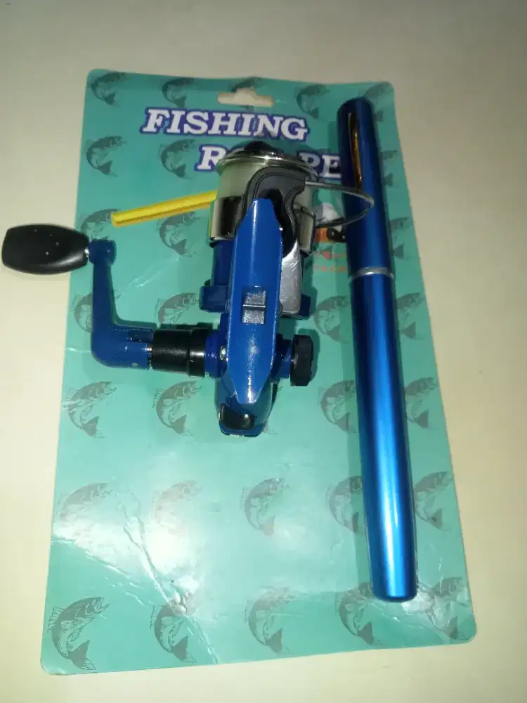 Joran pancingan + rill bentuk pen 1 set