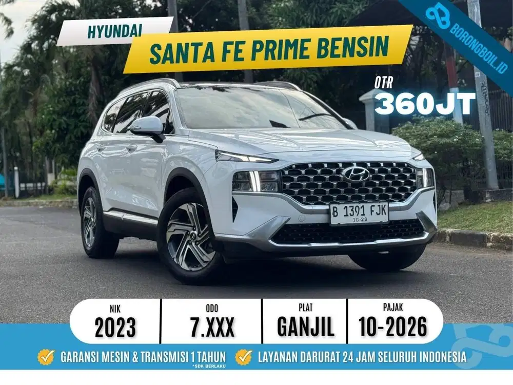 LOW KM [700 Km] SANTA FE G PRIME 2.5L BENSIN AT 2023 PUTIH FAVORIT