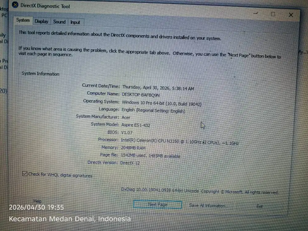Jual Laptop Aspire ES1-432, Nego (Edisi BU).