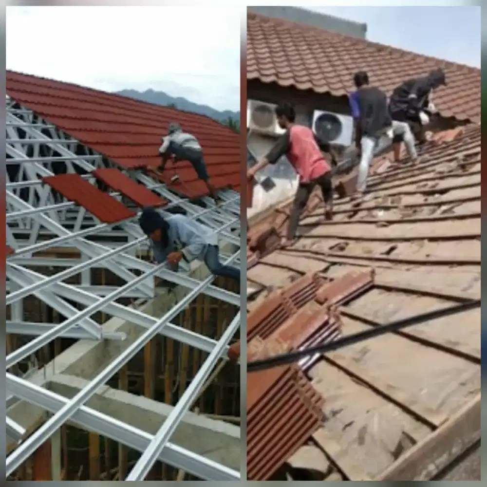 Bongkar atap lama dan pemasangan baja ringan