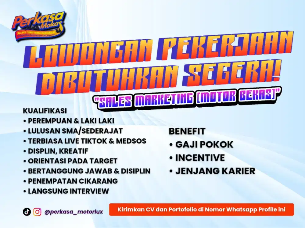 DIBUTUHKAN SEGERA SALES MARKETING