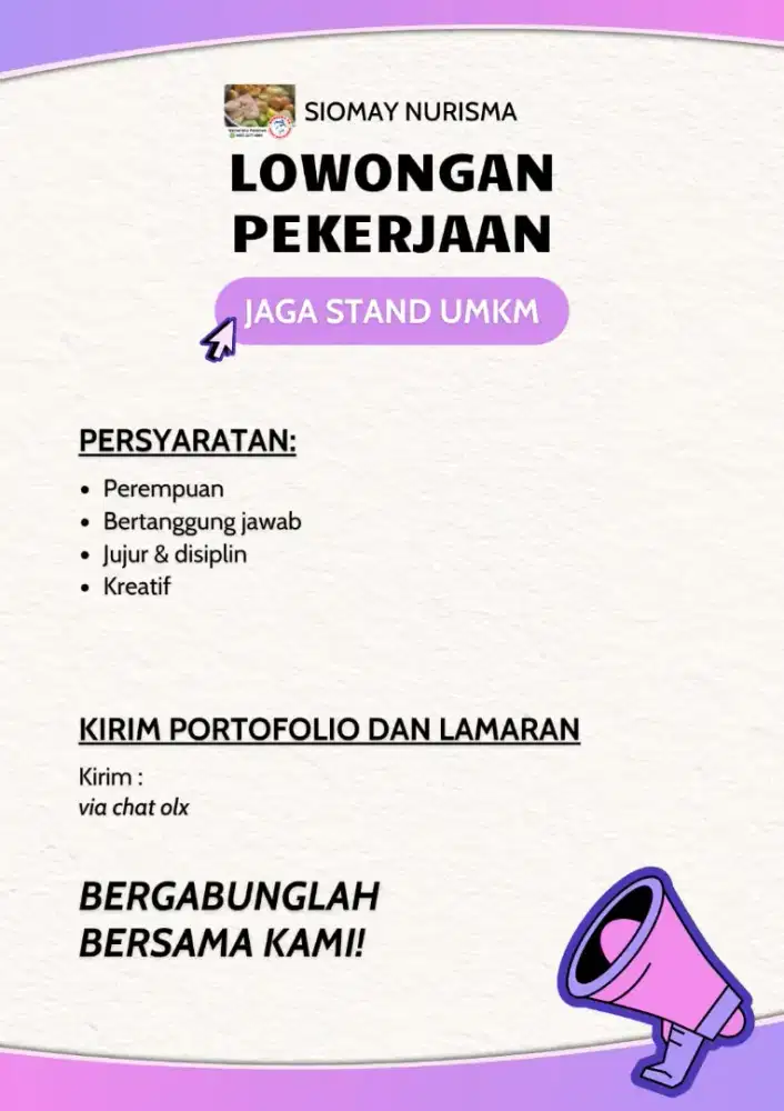 Dicari Pegawai untuk Stand UMKM