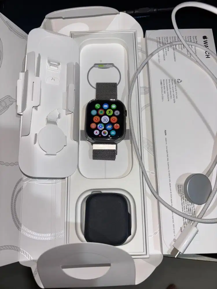 Apple Watch 10 46mm iBox Black - Mulus Fullset + Bonus Strap Logam