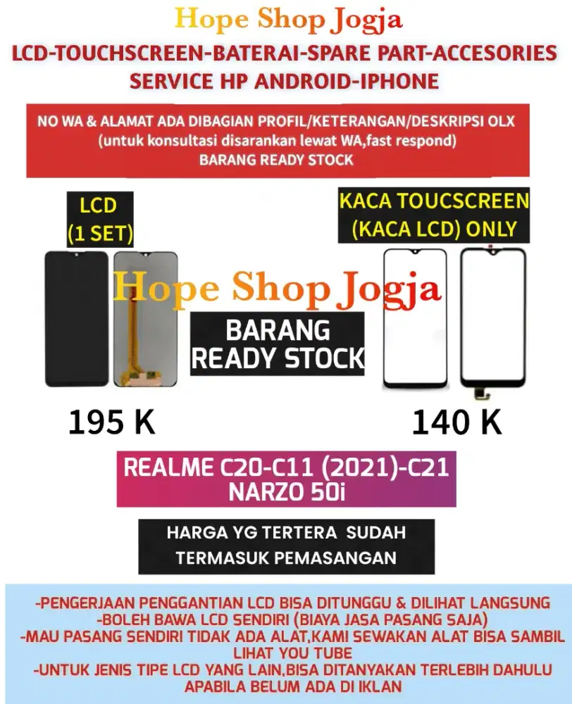 Service HP/Ganti Touchscreen-Baterai-LCD Narzo 50i