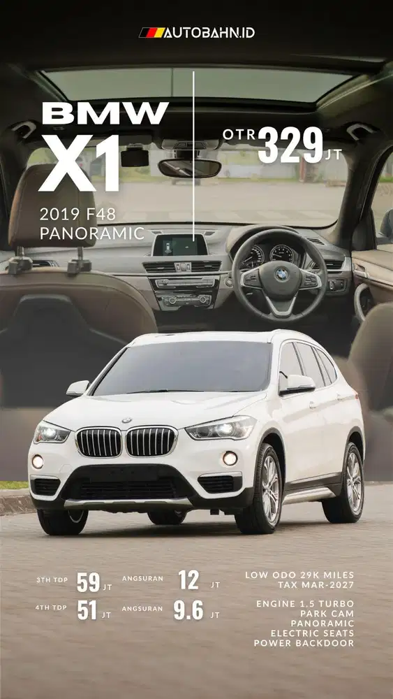 BMW X1 F48 XLine 2019 Panoramic Warranty! White on Black! X3 gla200
