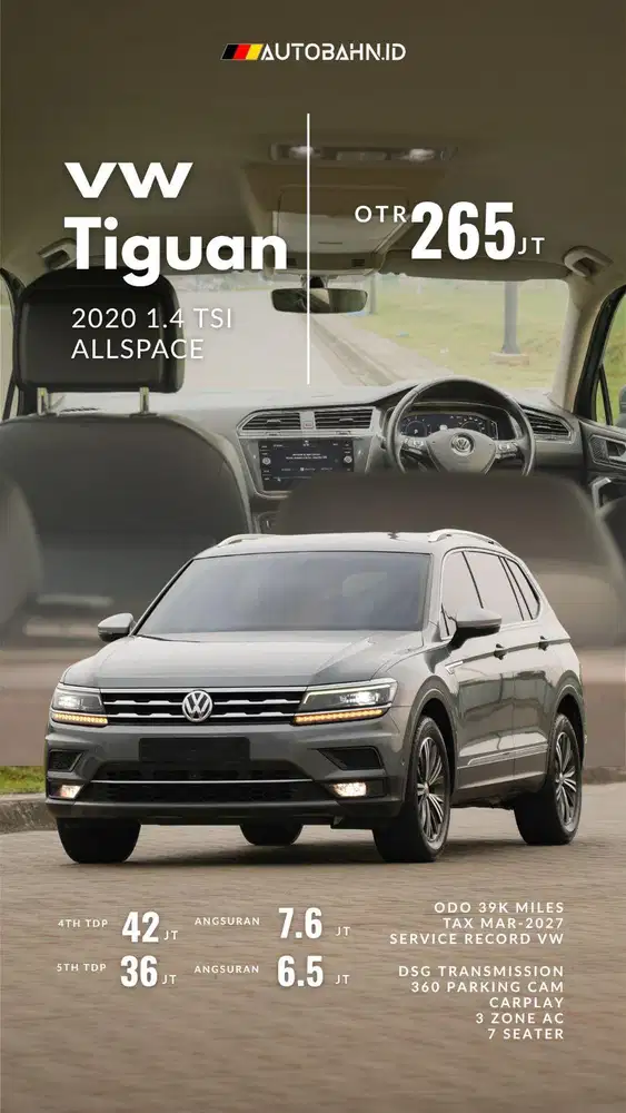 Heavy Dutro! VW Tiguan Allspace 1.4 TSI 2020 7 Seaters Full Opt! A200