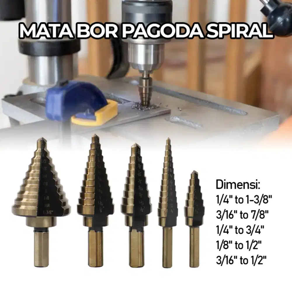 Mata Bor Pagoda Spiral Kokoh Berkualitas 5pcs