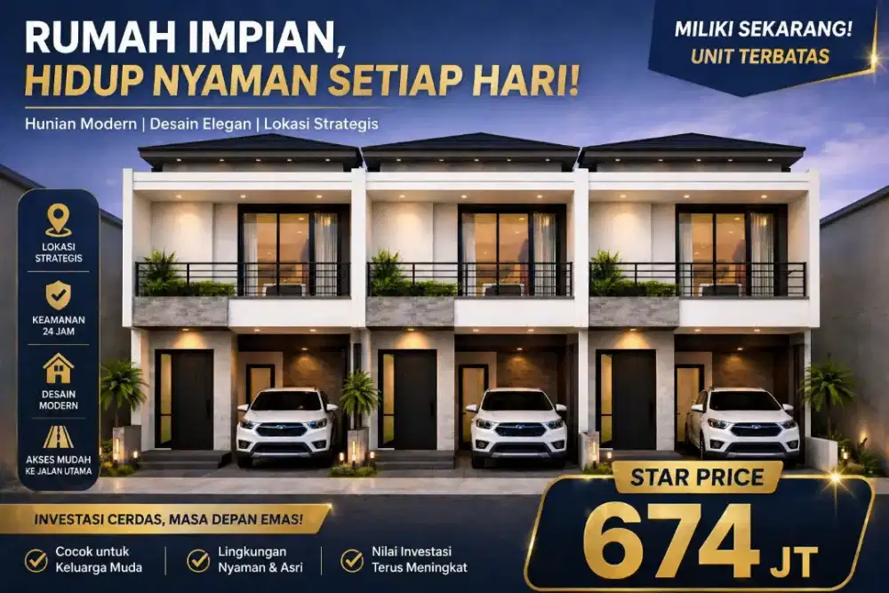 Dijual rumah 2 lantai dengan lokasi strategis