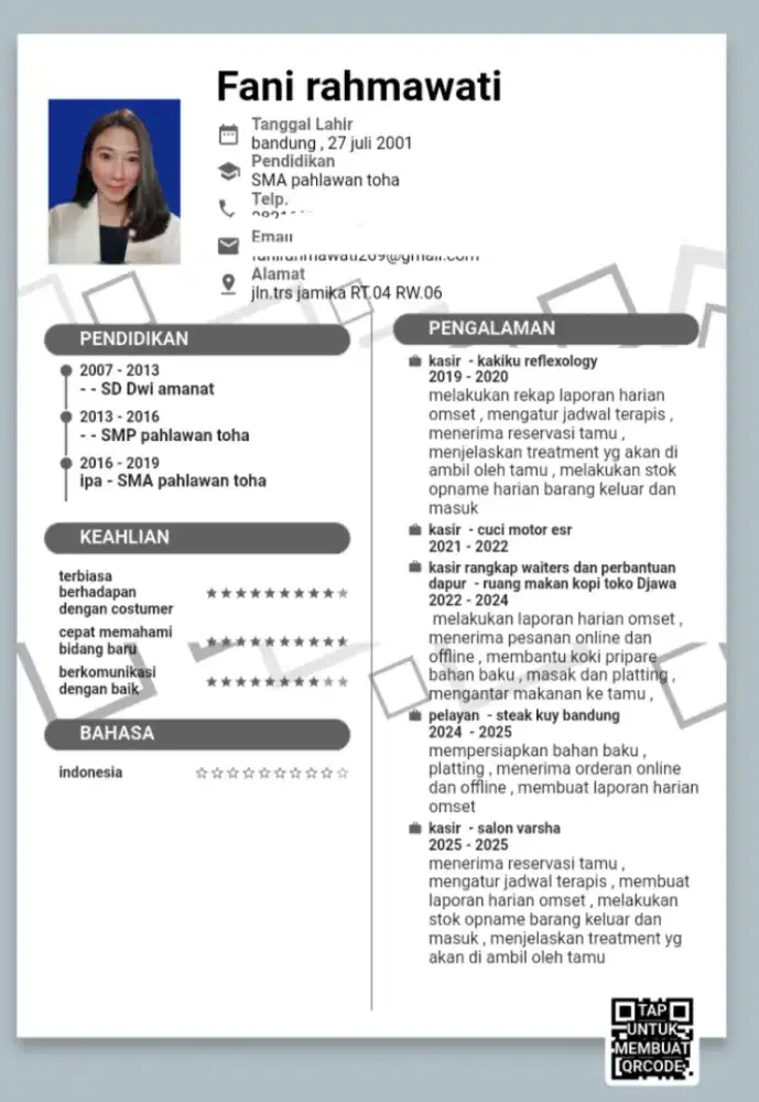 Info lowongan kerja parttime