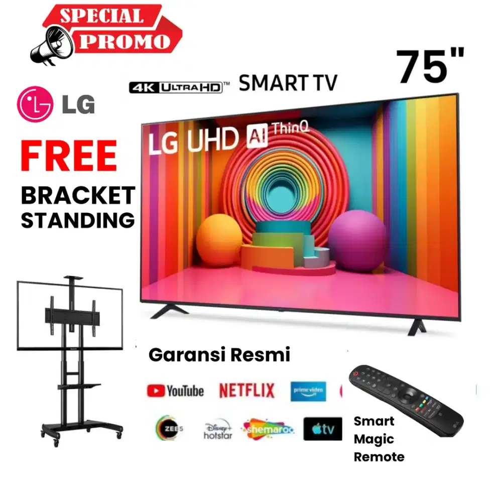 FREE BRACKET! LG UHD 4K Smart TV 75  Magic Remote 75UR7550 ThinQ AI