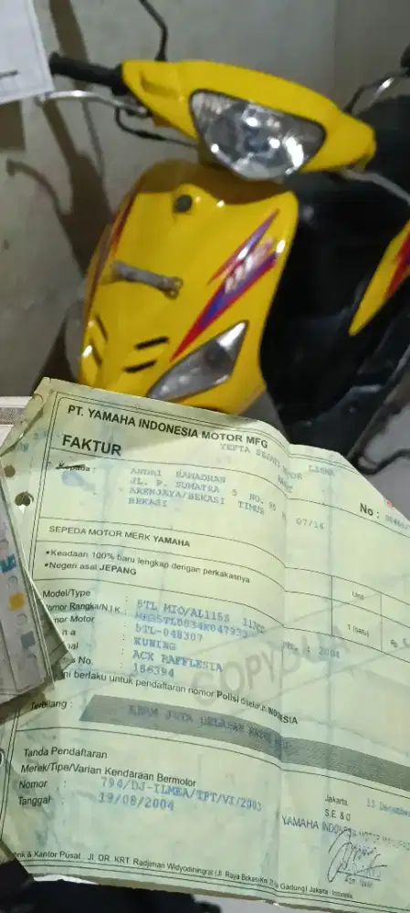 Mio 2004 kuning tembus faktur