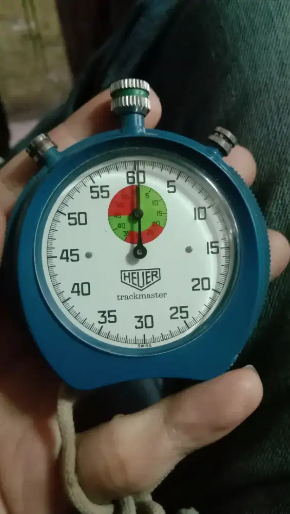 Heuer stopwatch vintage original Swiss Made kondisi mulus