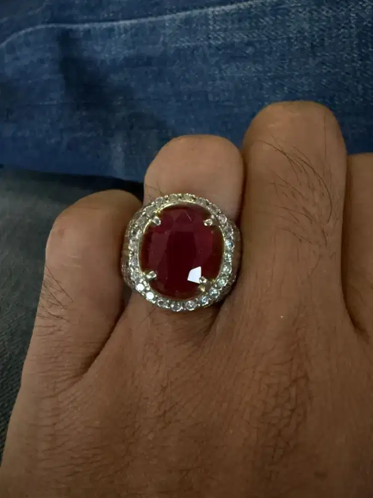 Cincin Permata Ruby Merah Fanta Ring perak