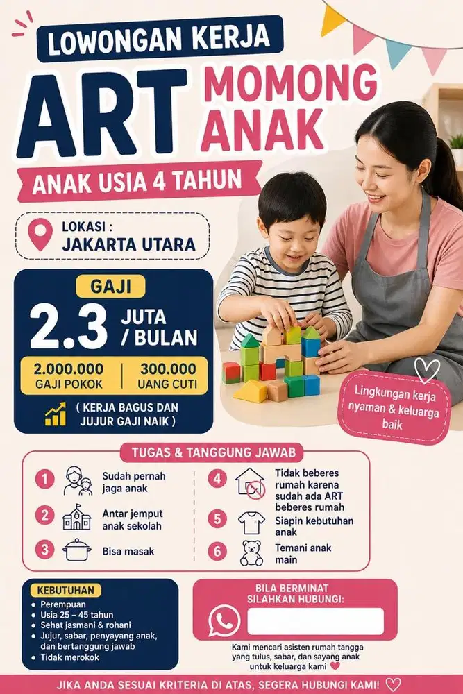 Lowongan Kerja ART momong anak