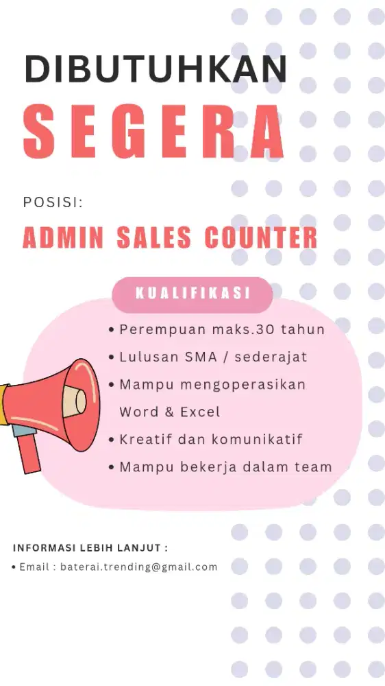 Lowongan Sales Counter Surabaya