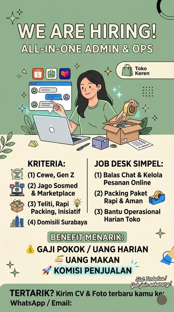 DICARI ALL IN ONE ADMIN & OPERASIONAL