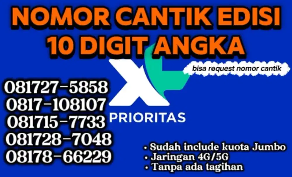 NOMOR CANTIK EDISI 10 DIGIT SUDAH ADA KUOTA BESAR