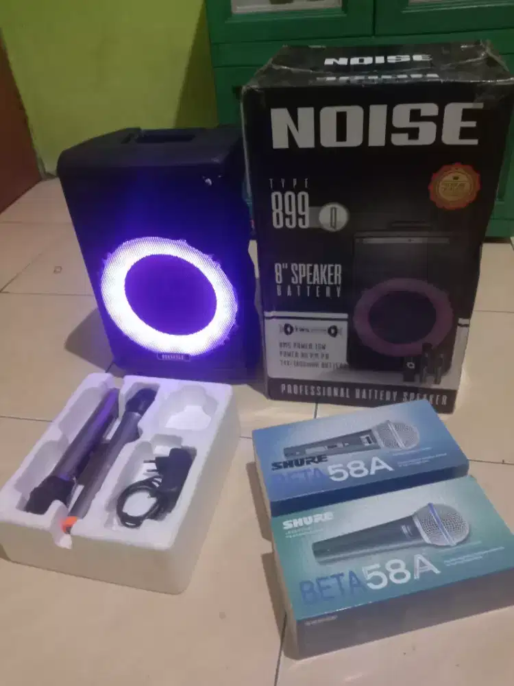speaker bluetooth noise 8 inch fullset bawaan plus 2 mic shure