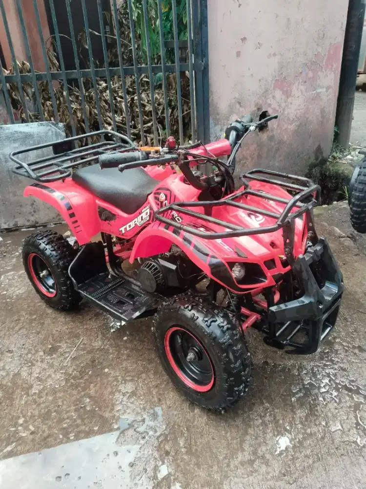 Mini atv anak 2tak mesin rumput doble stater di tarik dan bisa stater
