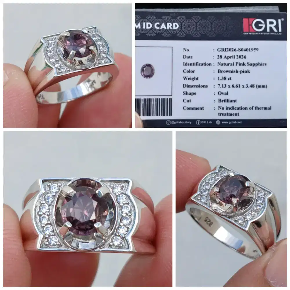 Pink Sapphire 1.38cts Clean 99% No Heat / No Treatment GRI Lab