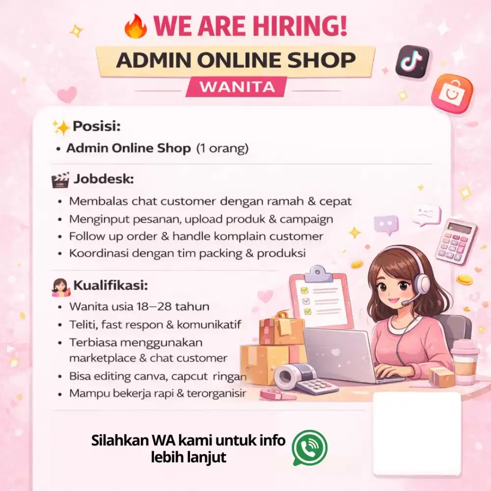 LOWONGAN KERJA ADMIN ONLINE SHOP
