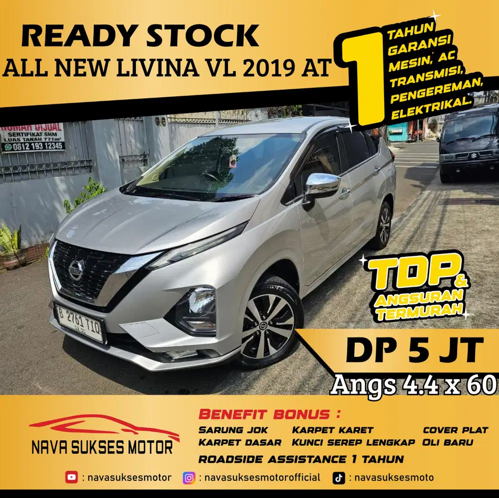 TDP 5 Jt Angs Termurah Livina VL 2019 Matic Silver Low Km