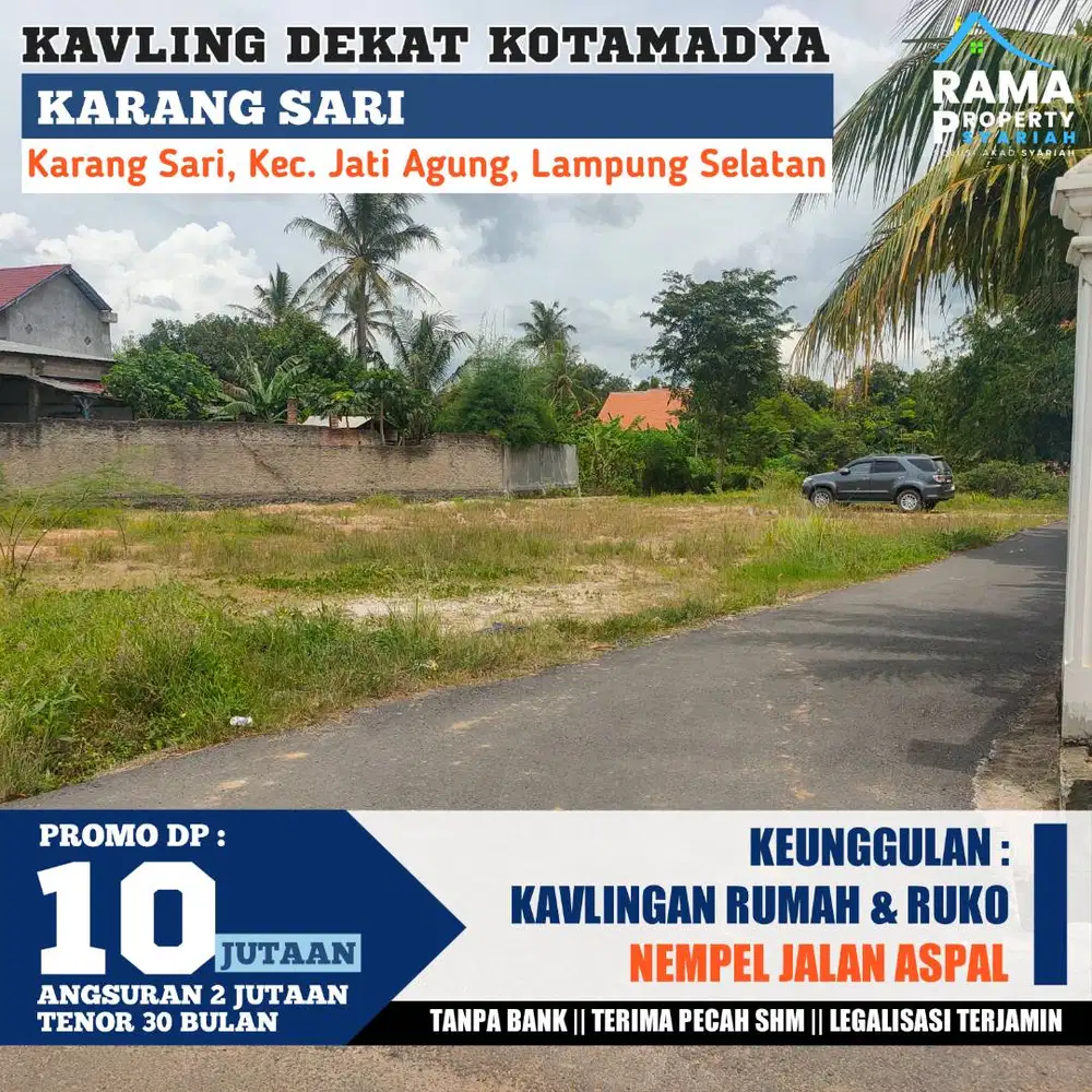 KAVLING JATIMULYO KARANG SARI DIPINGGIR JALAN UTAMA DP N HARGA MURAH