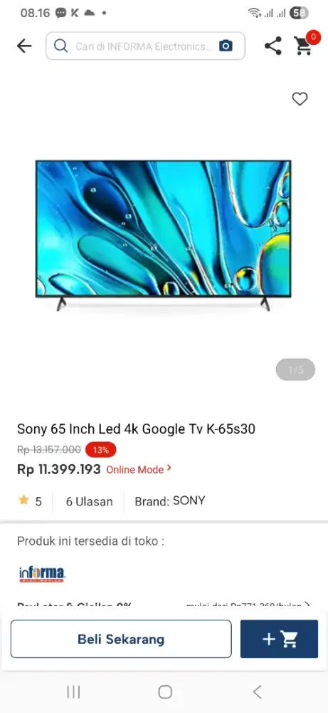 Sony 65 inch led 4k google tv K65s30