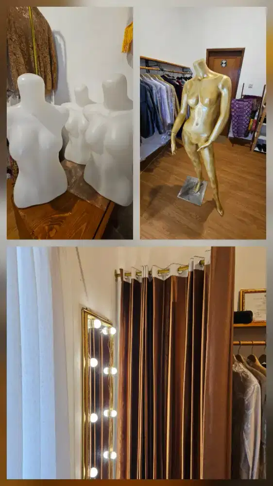 Dijual manekin full body, 3 manekin 1/2 badan, kamar pas, cermin