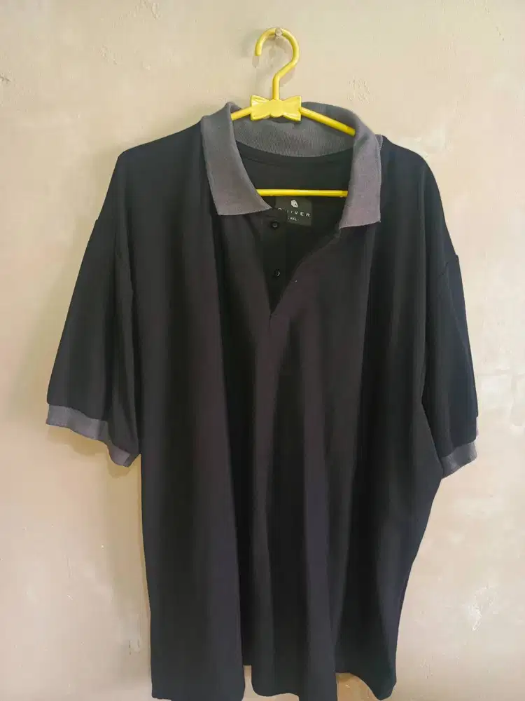 Kaos Polo Jumbo Kombinasi Hitam Putih Bahan Terbaik Like New Dimurahin