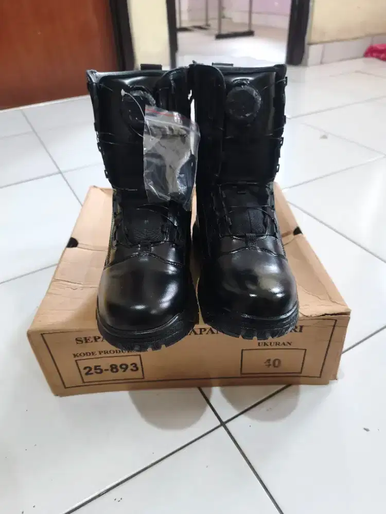 Dijual Sepatu PDL Tali Putar Jatah Polri Size 40 Baru, 350k nego tipis