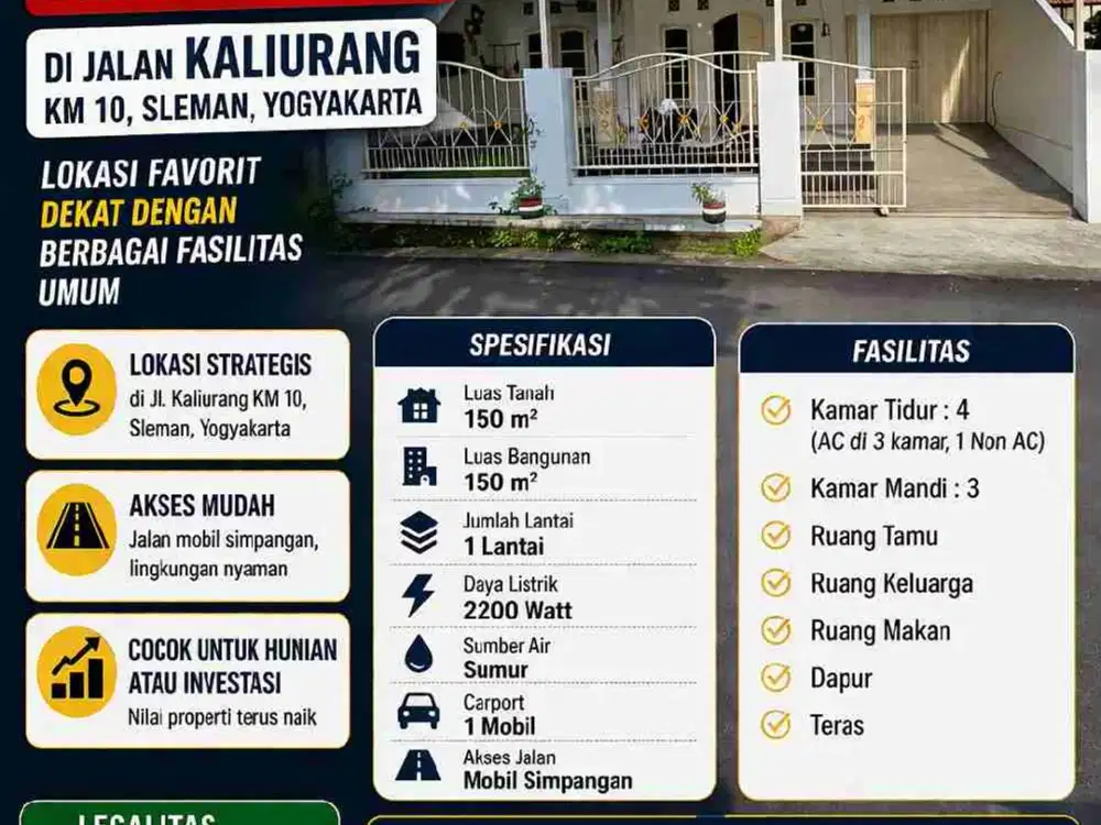 RUMAH STRATEGIS JALAN KALIURANG KM 10 – SIAP HUNI HARGA 1 M NEGO!