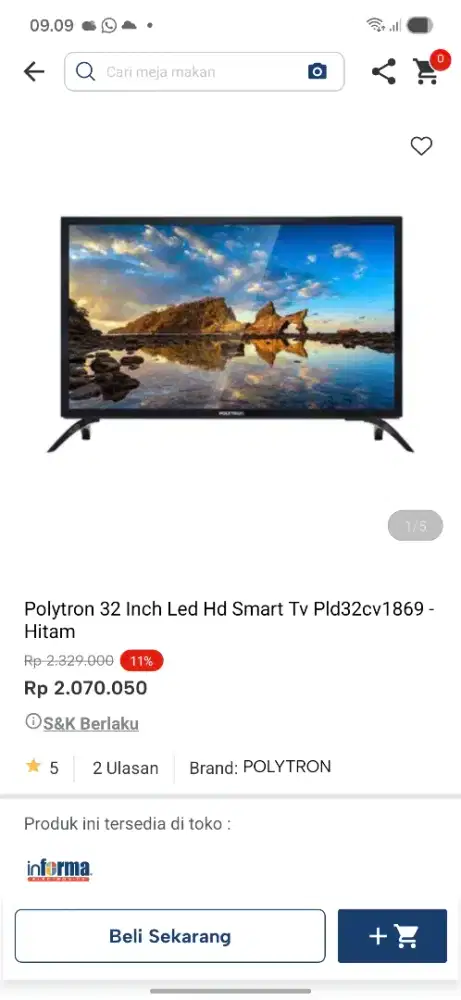 Ready stok 32 polytron smart tv