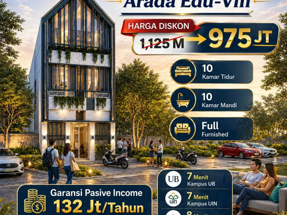 Rumah Kost baru 10 Kamar, full furnish 900 Jutaan dekat kampus UB, UIN, UMM Kota Malang