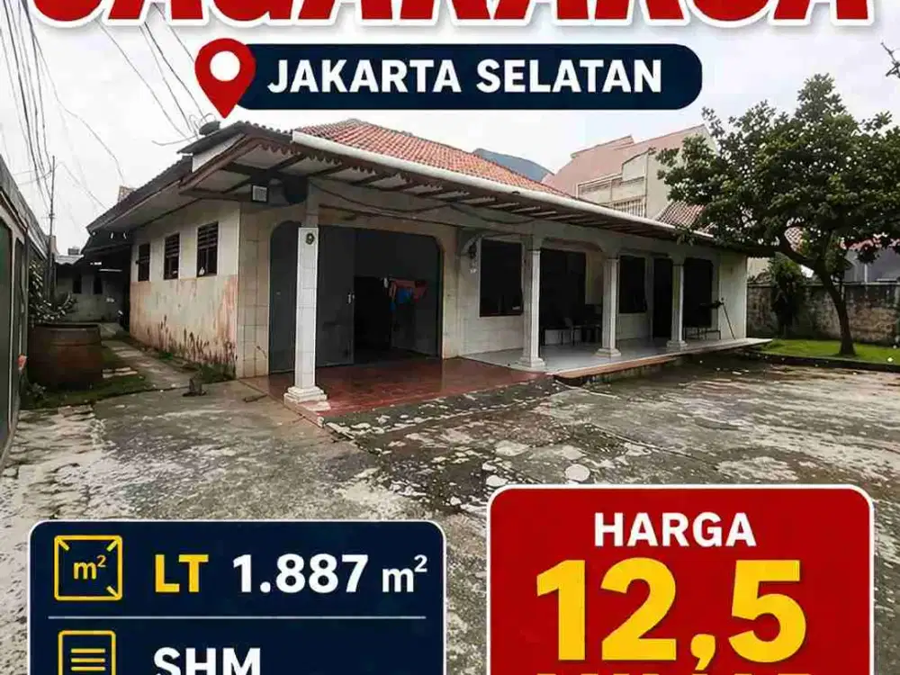 Rumah Tua Hitung Tanah Pinggir Jalan Raya Jagakarsa LT 1.887 m² Harga Nego!